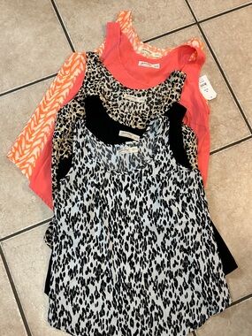 Bundle Pack of 5 Ladies' Printed & Solid Tank Tops - Coral, Black, Animal Prints